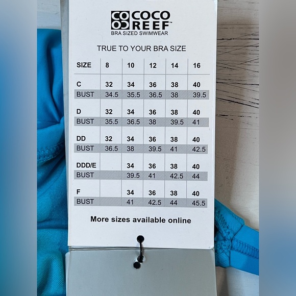 Coco Reef Tankini Costa Brava Ruffle Underwire Top, Teal, Size 38F, NWT - Picture 10 of 14